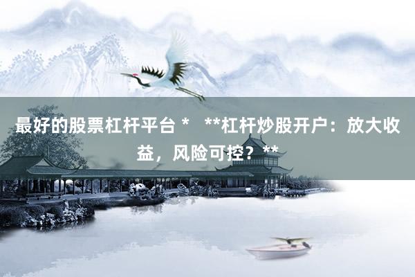 最好的股票杠杆平台 *   **杠杆炒股开户：放大收益，风险可控？**