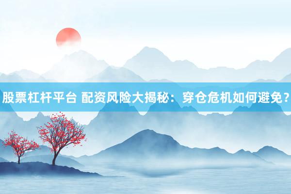 股票杠杆平台 配资风险大揭秘：穿仓危机如何避免？