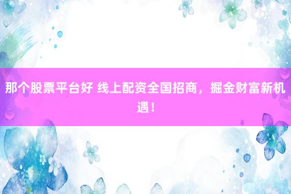 那个股票平台好 线上配资全国招商，掘金财富新机遇！