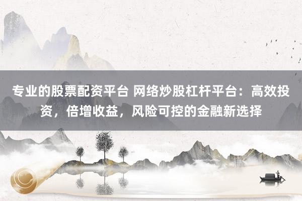 专业的股票配资平台 网络炒股杠杆平台：高效投资，倍增收益，风险可控的金融新选择