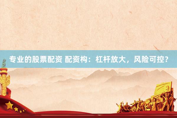 专业的股票配资 配资构：杠杆放大，风险可控？