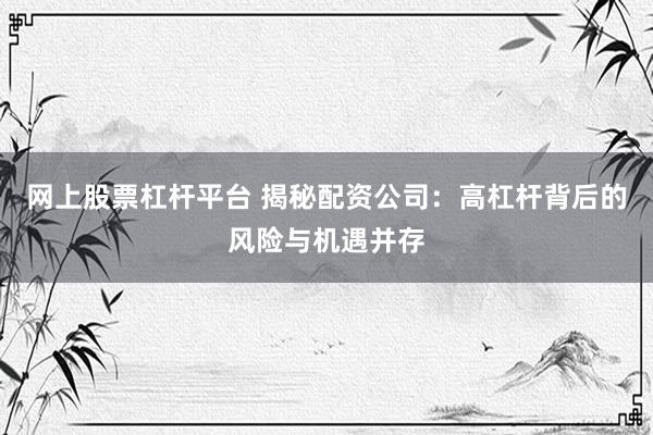 网上股票杠杆平台 揭秘配资公司：高杠杆背后的风险与机遇并存